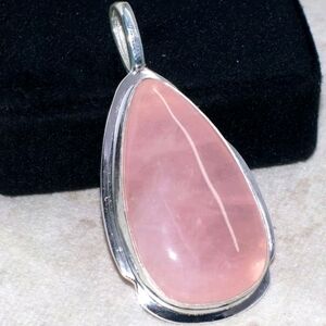 Rose Quartz Gemstone 925 Sterling Silver Handmade Pendant Necklace